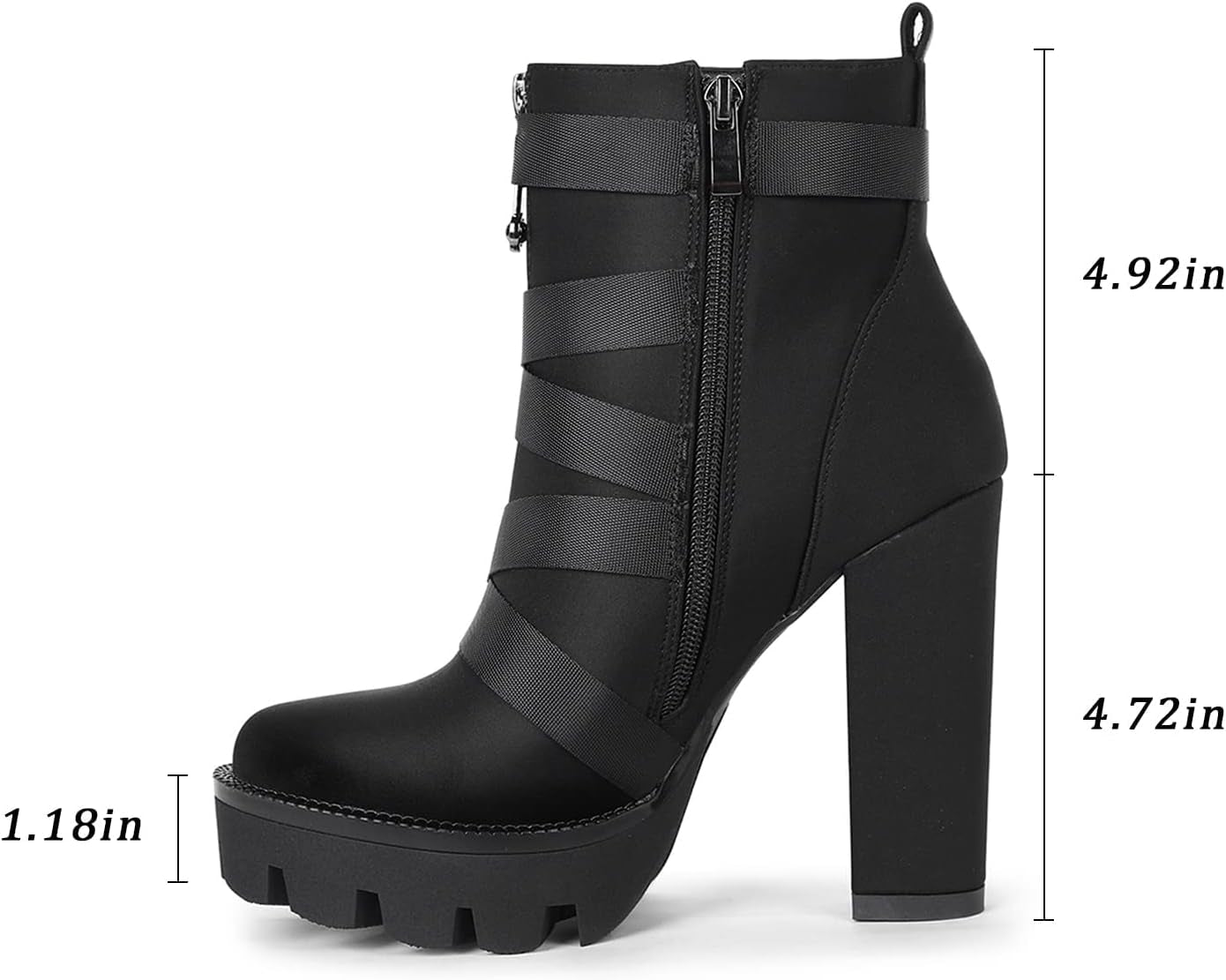 Wetkiss Platform Boots for Women, Heeled Combat Boots Chunky Heel Booties round Toe Lace up High Heel Ankle Boots