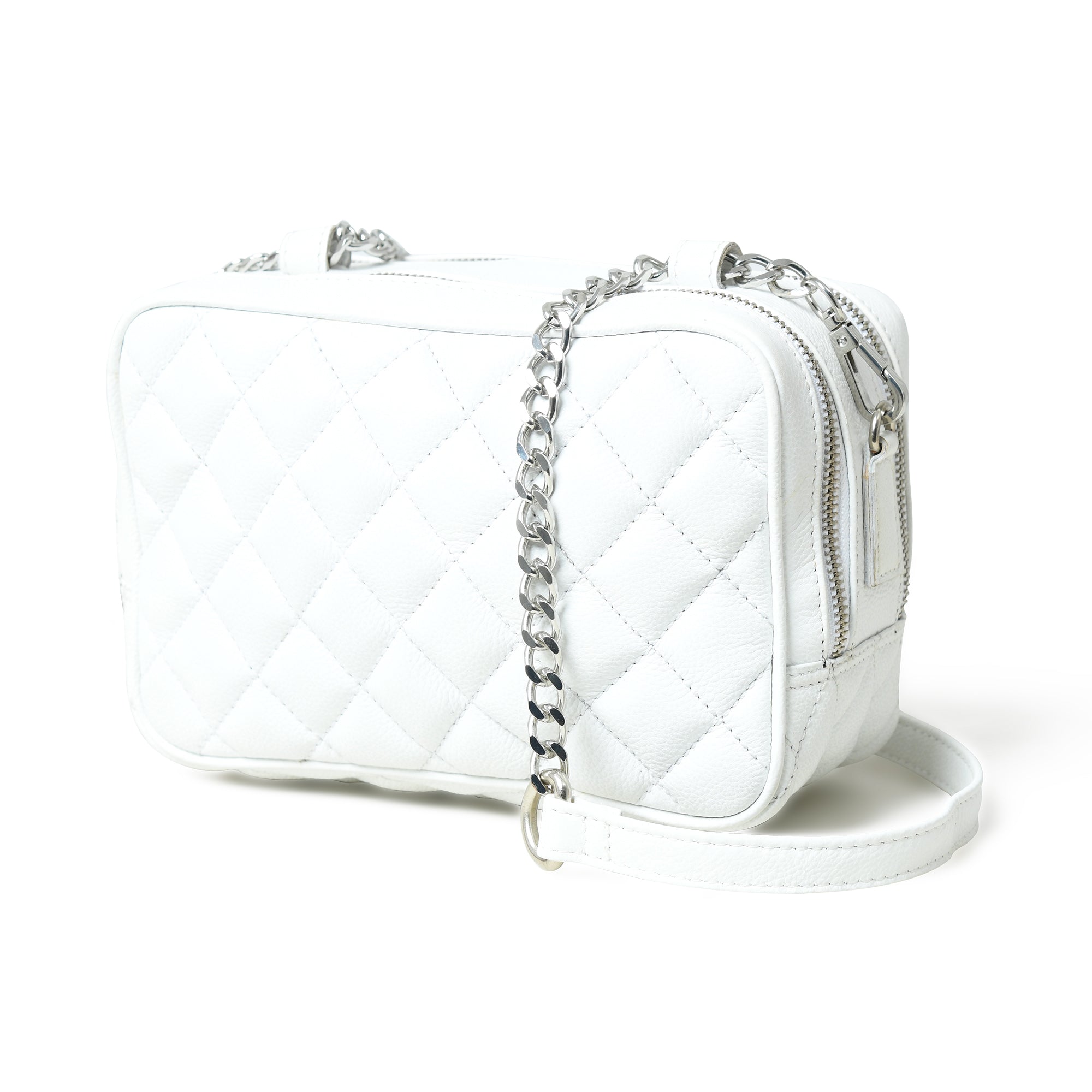 Mini sac bandoulière matelassé, blanc