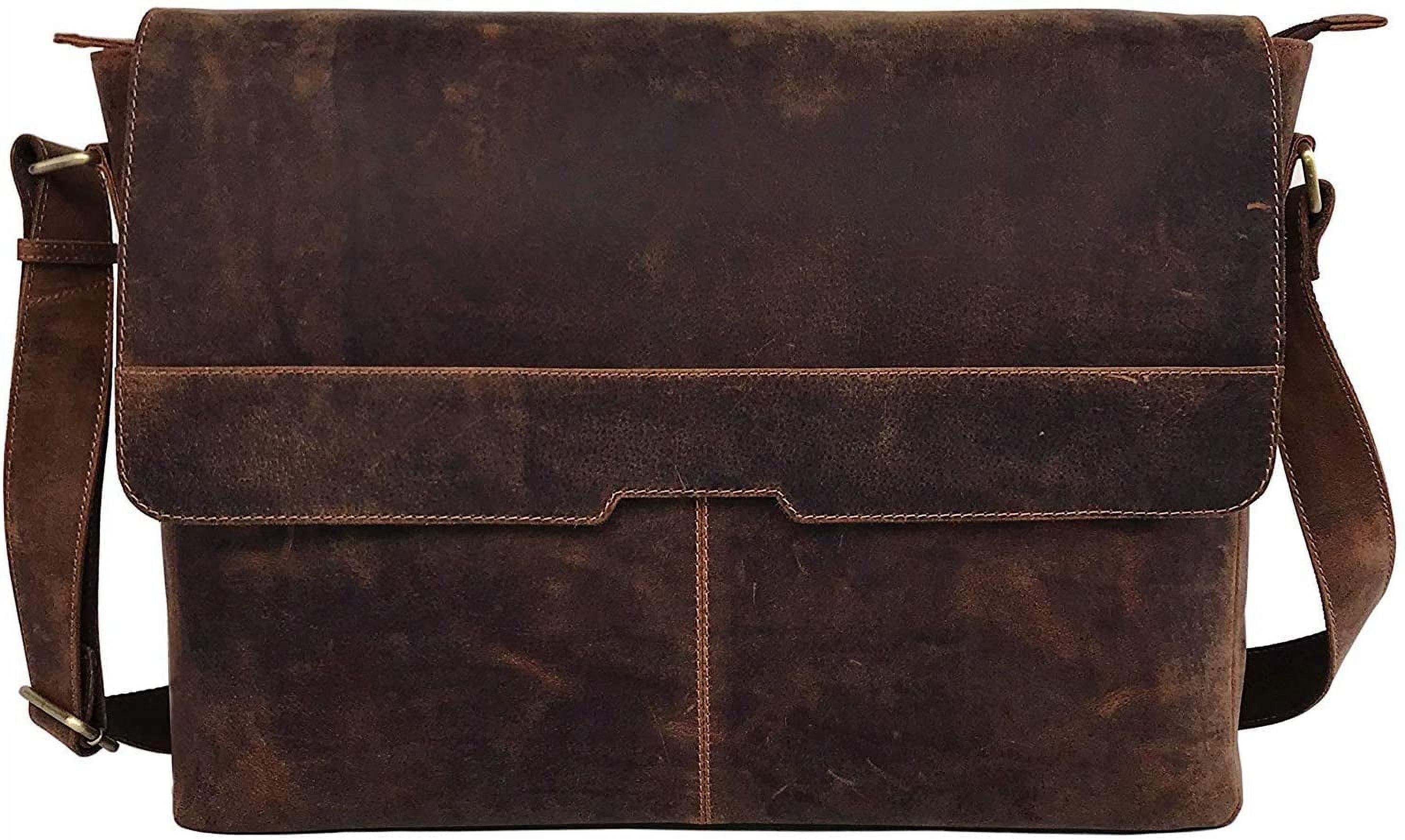 New Cuero Bags Adjustable Straps Vintage Leather 18 Inch Briefcase Shoulder Laptop Bag