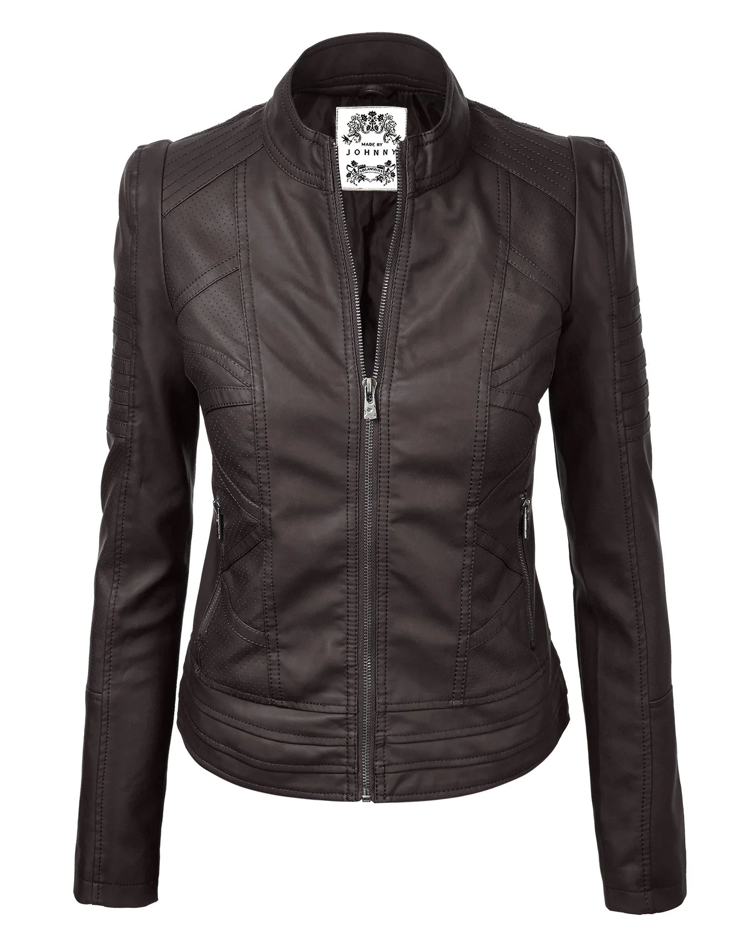 Made by Johnny Women'S Asymmetrical Faux Lether Belted Moto Jacket XL MUSTARD