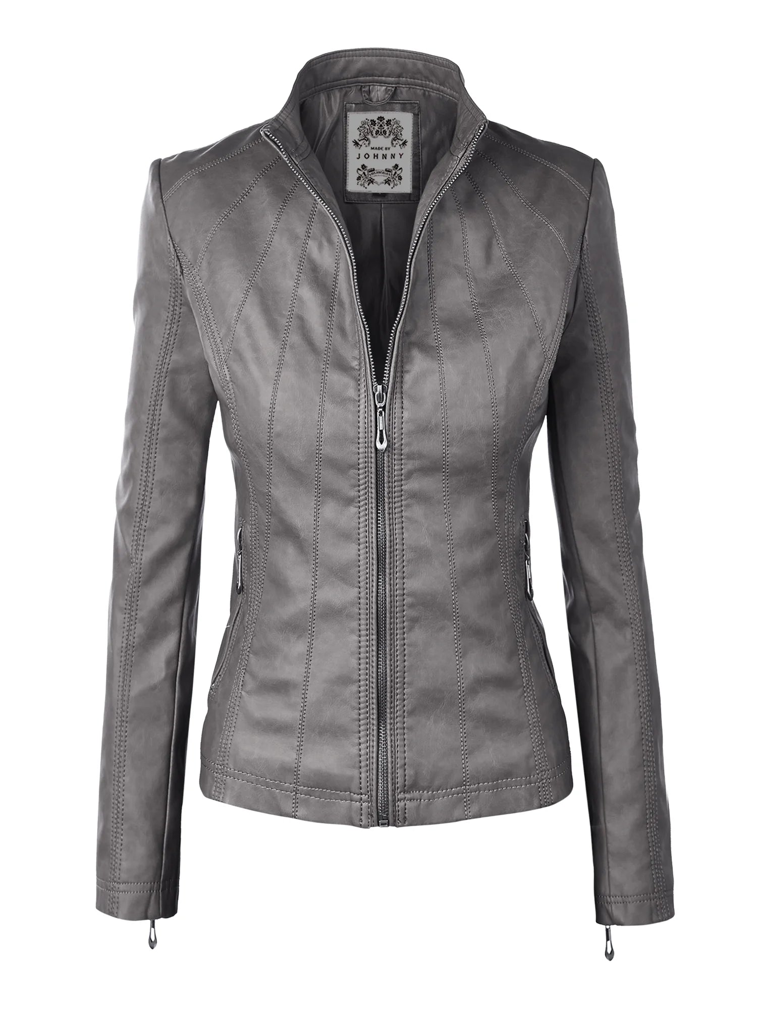 Made by Johnny Women'S Asymmetrical Faux Lether Belted Moto Jacket XL MUSTARD