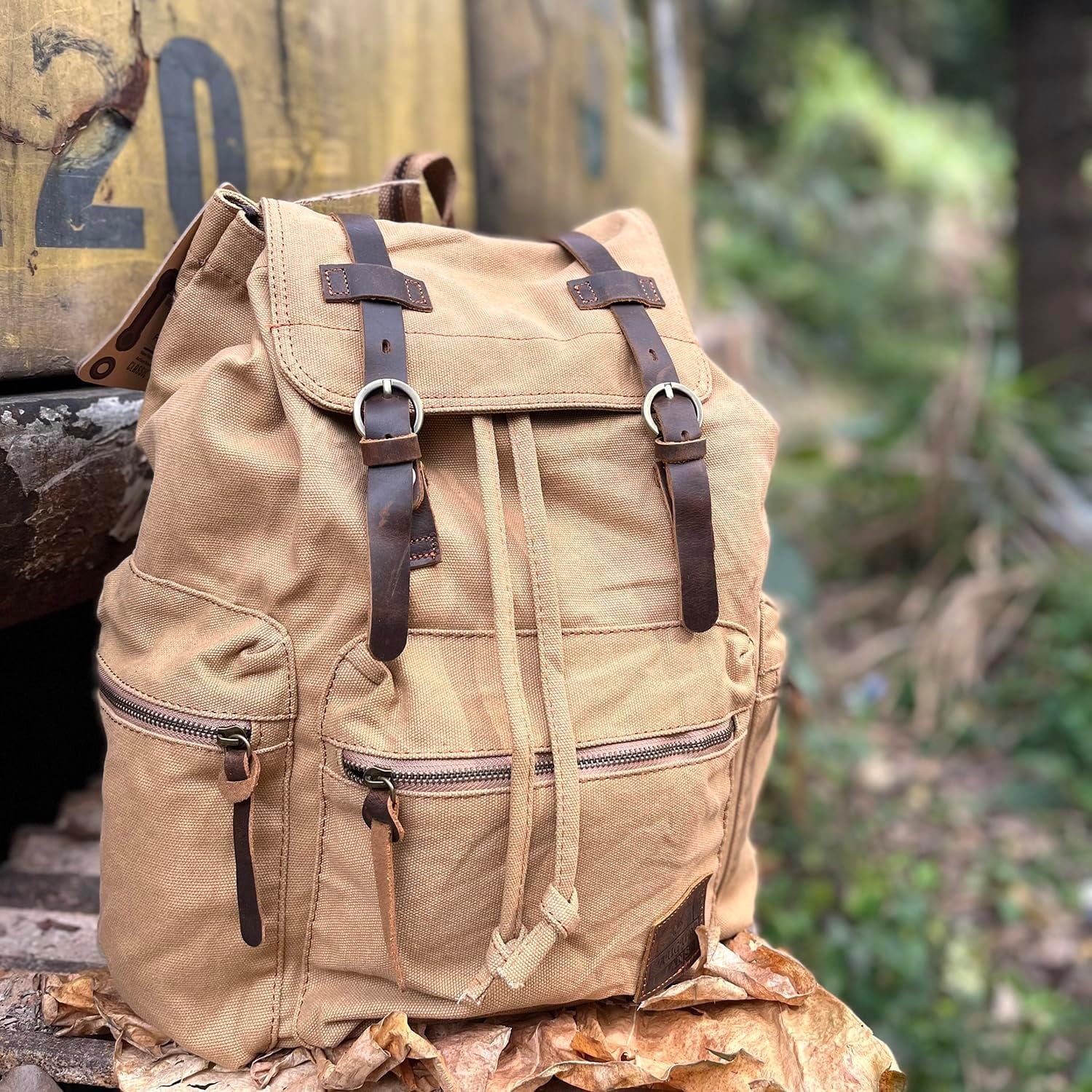 AUGUR High Capacity Canvas Vintage Backpack 35L - Laptop Compartment, Unisex