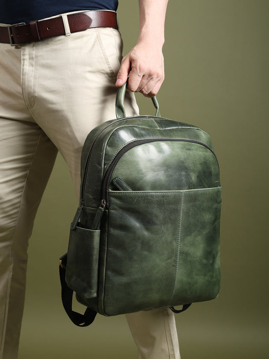 Sac à dos de luxe en cuir italien, vert