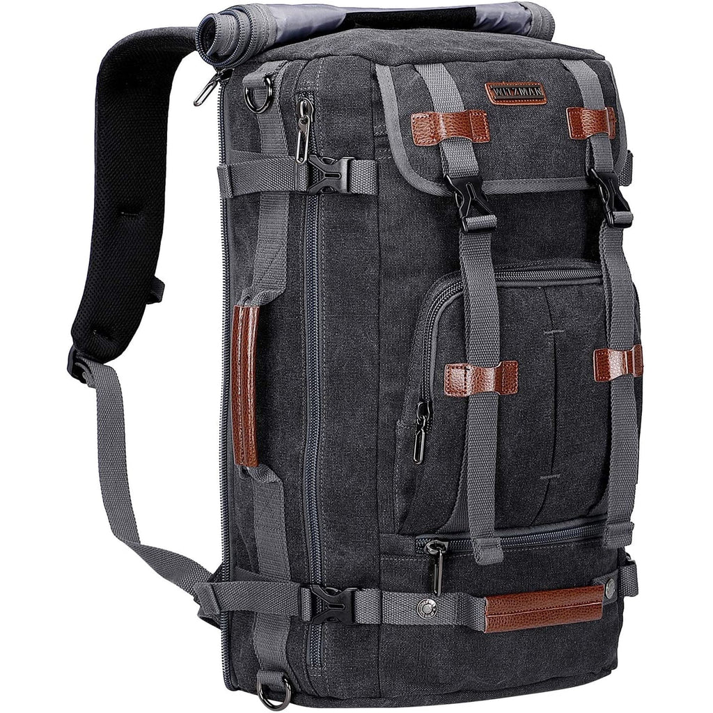 WITZMAN Travel Backpack for Men Large Canvas Backpack Luggage Carry on Duffel Bag A519-1 Black