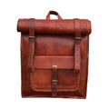 Jaald 23" Leather Backpack Vintage Rucksack Laptop Bag Mens Weekender Bag Women Roll Top Backpack Purse Travel Hiking College Bookbag