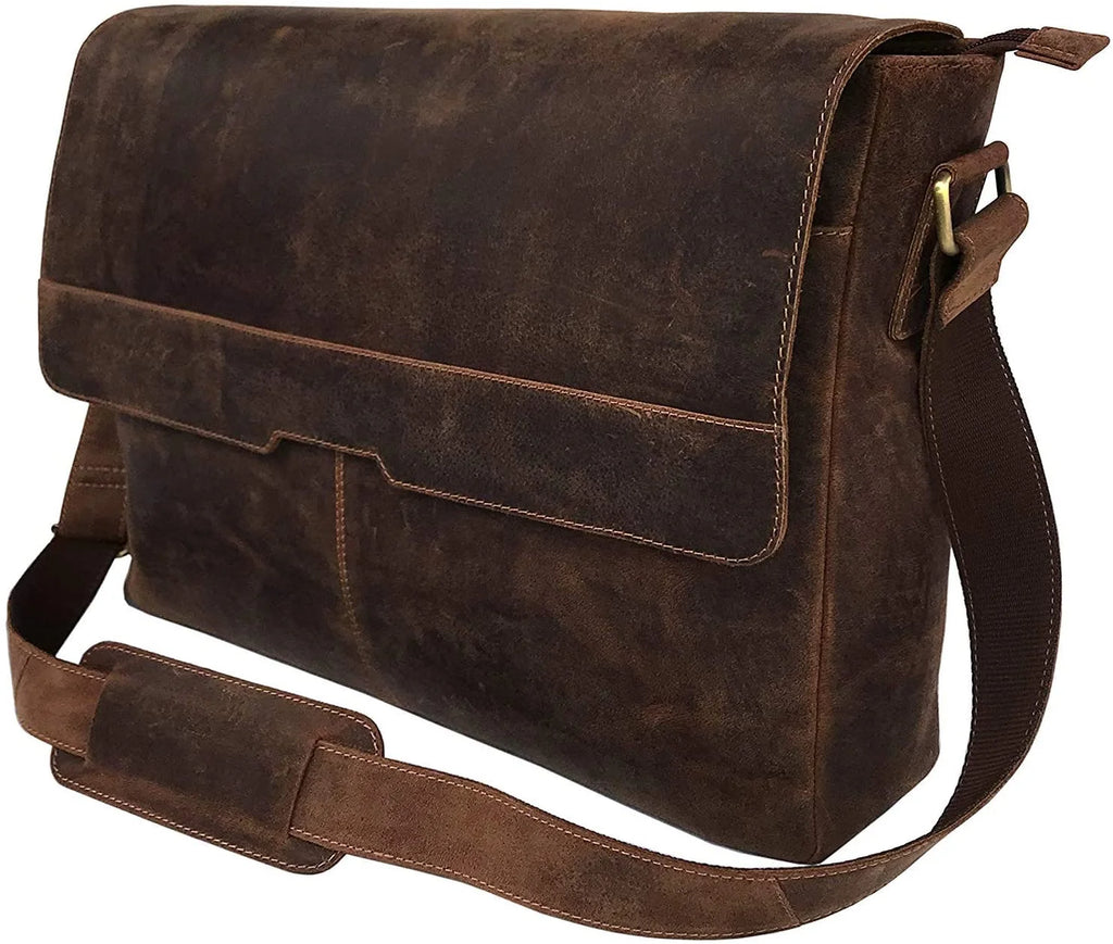 New Cuero Bags Adjustable Straps Vintage Leather 18 Inch Briefcase Shoulder Laptop Bag
