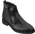 Black leather boot with a zipper on a white background