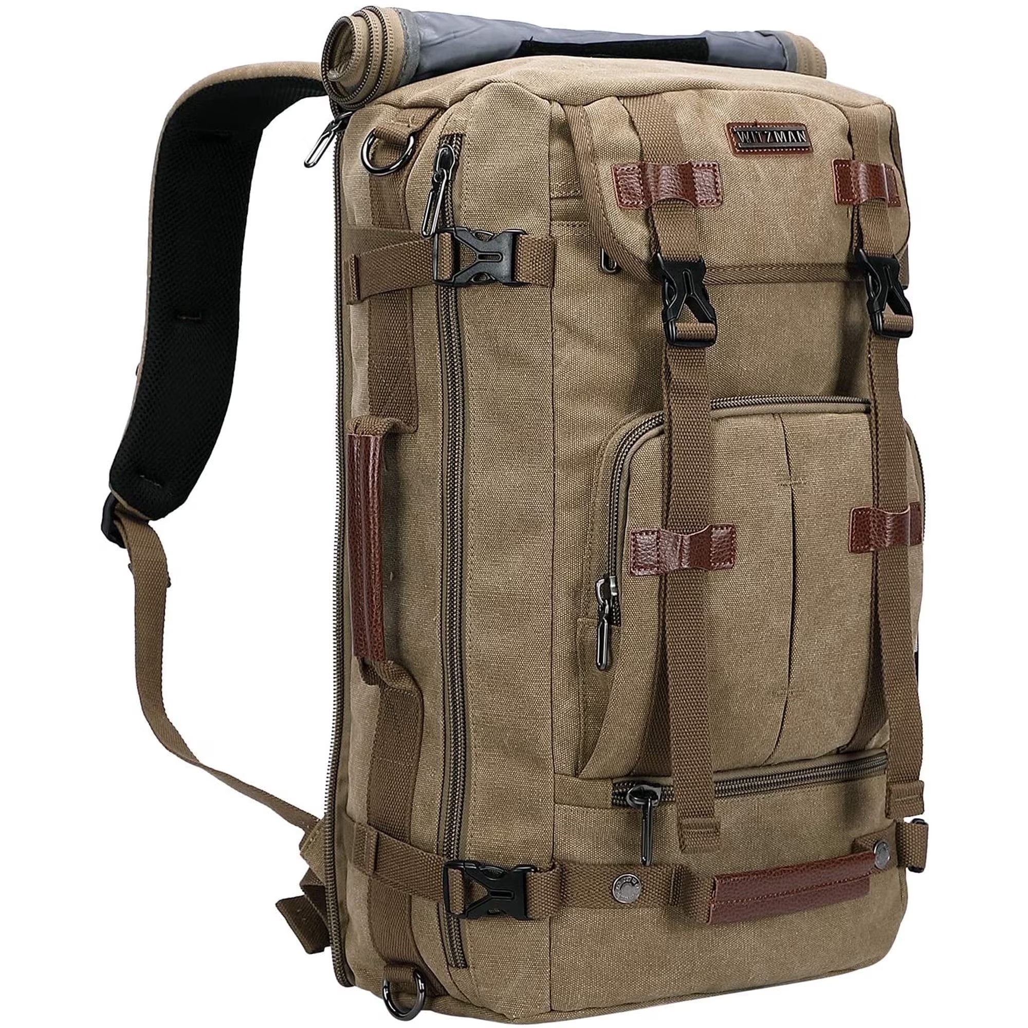 WITZMAN Travel Backpack for Men Large Canvas Backpack Luggage Carry on Duffel Bag A519-1 Black