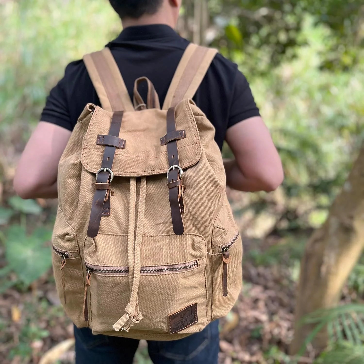 AUGUR High Capacity Canvas Vintage Backpack 35L - Laptop Compartment, Unisex