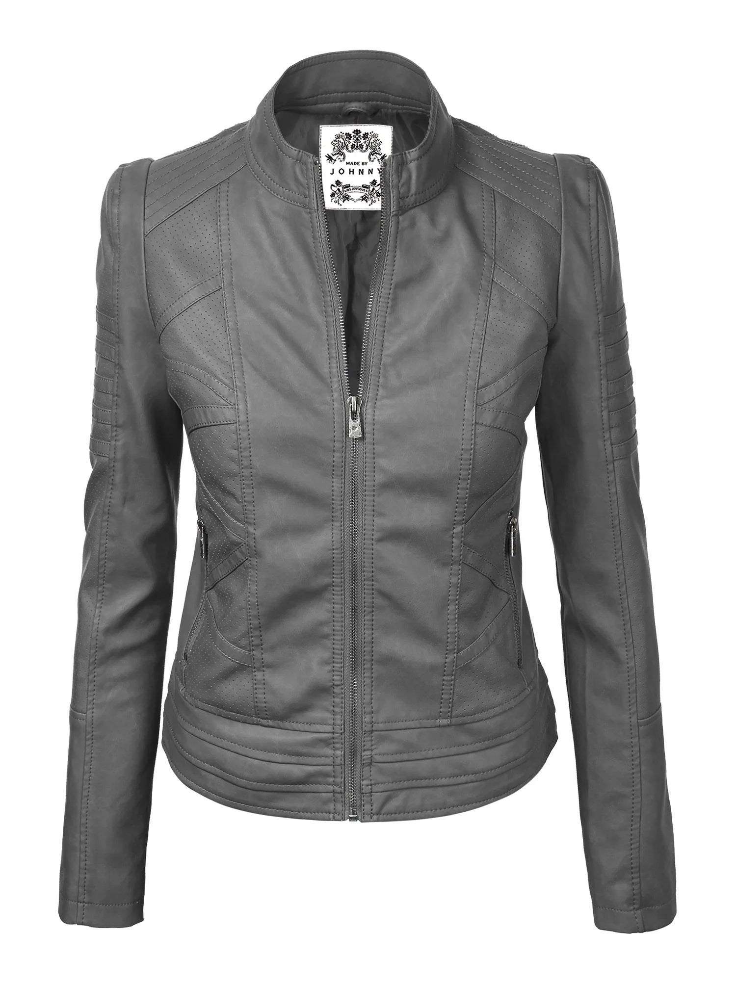 Made by Johnny Women'S Asymmetrical Faux Lether Belted Moto Jacket XL MUSTARD