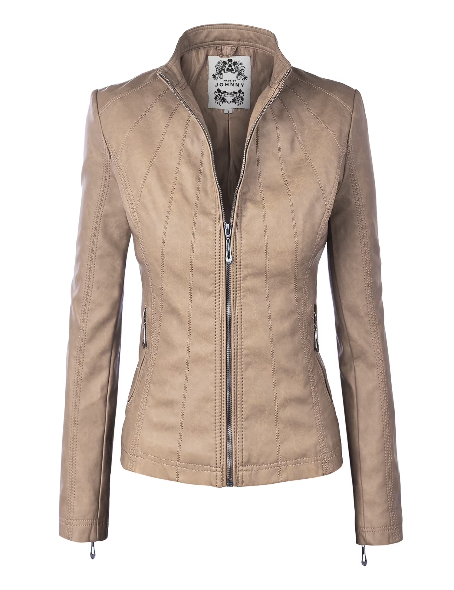 Made by Johnny Women'S Asymmetrical Faux Lether Belted Moto Jacket XL MUSTARD