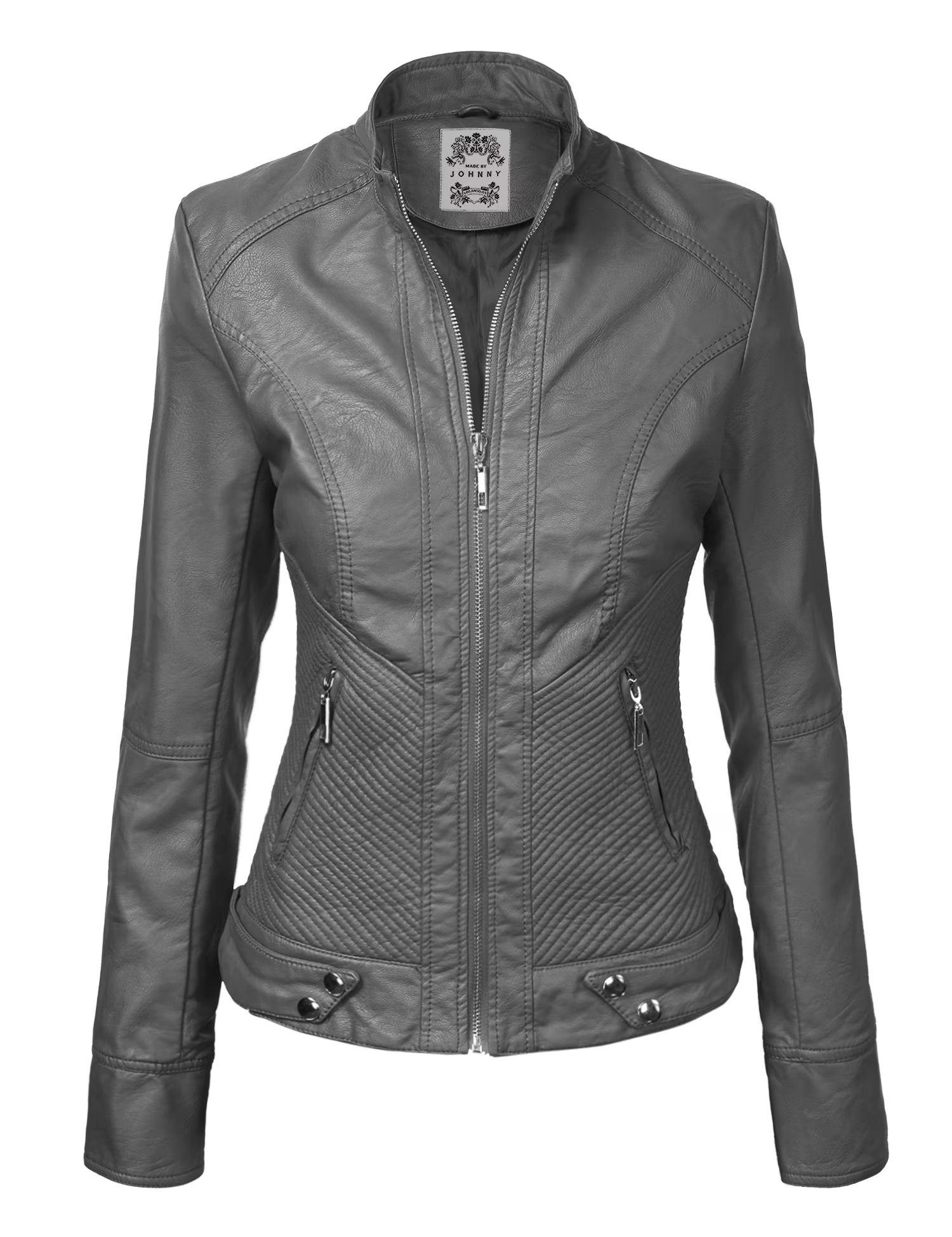 Made by Johnny Women'S Asymmetrical Faux Lether Belted Moto Jacket XL MUSTARD