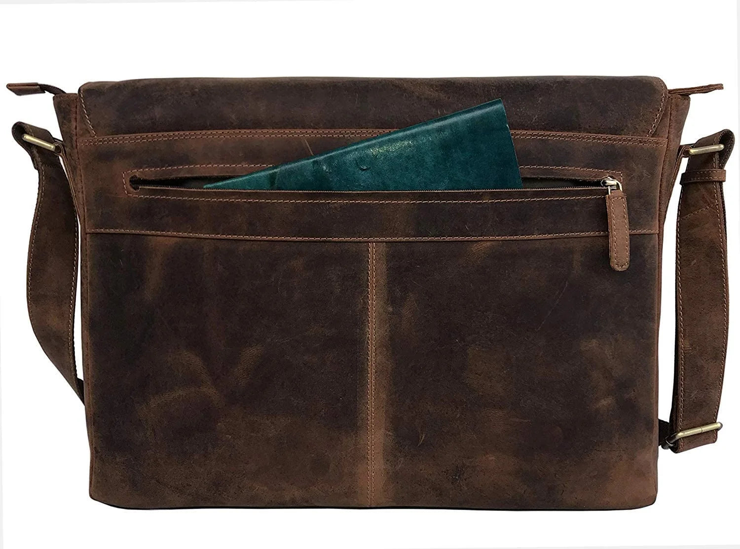 New Cuero Bags Adjustable Straps Vintage Leather 18 Inch Briefcase Shoulder Laptop Bag